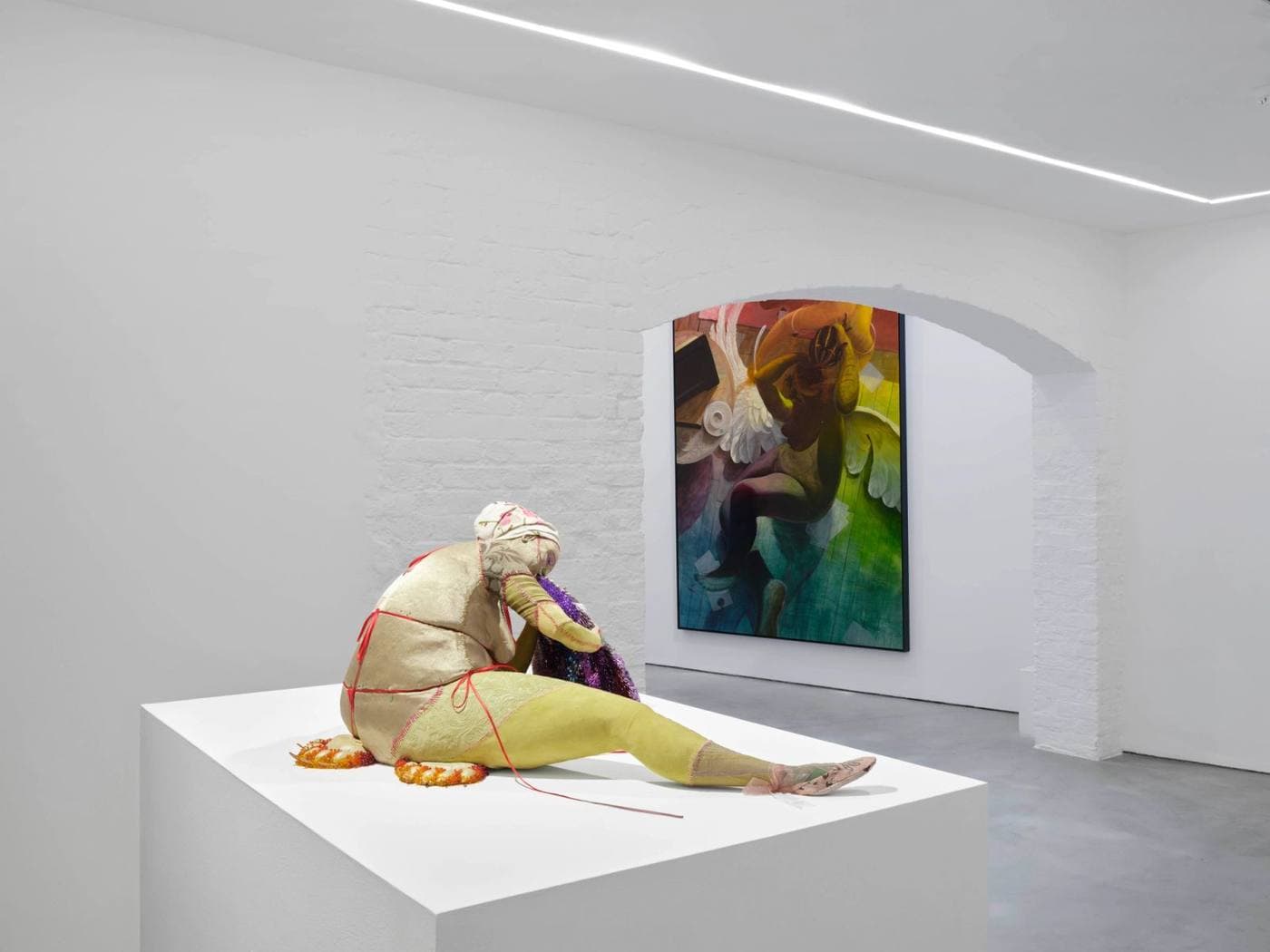Josh Lilley gallery in Fitzrovia with a sculpture and painting