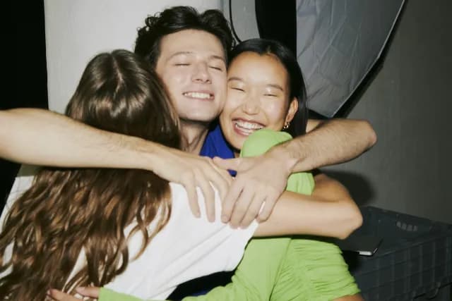 A group of friends sharing a hug