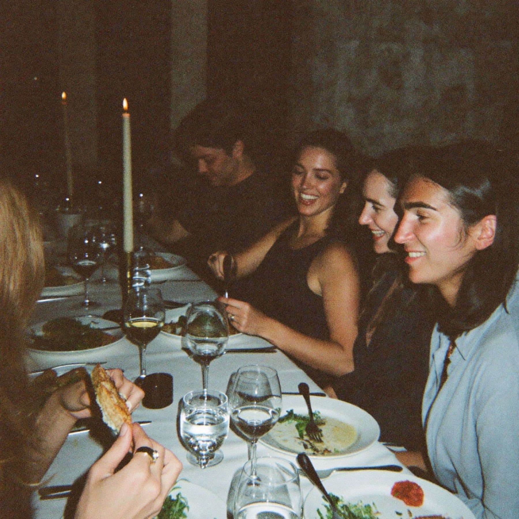 A matched group around a restaurant table