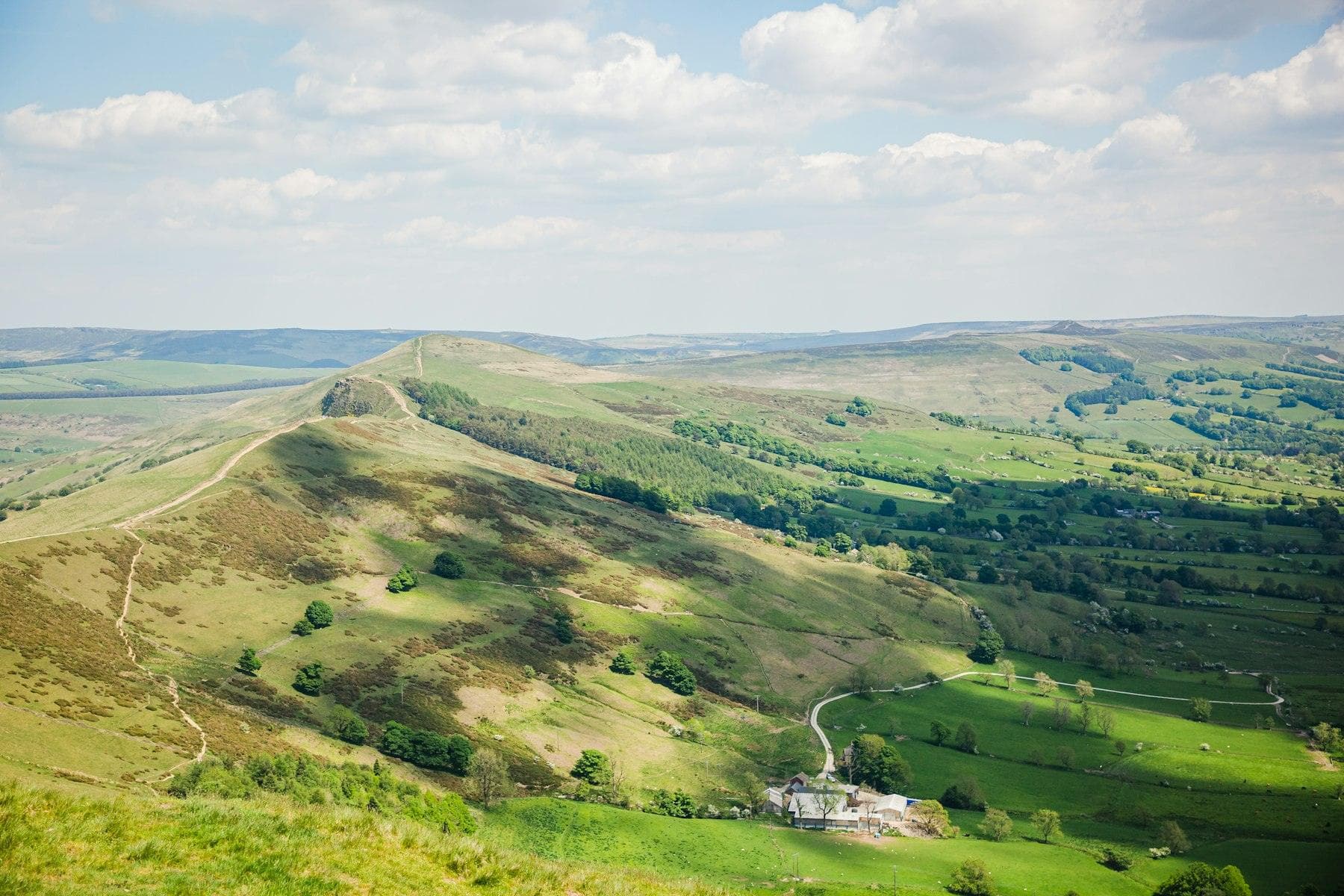 The Great Ridge running above the green valley