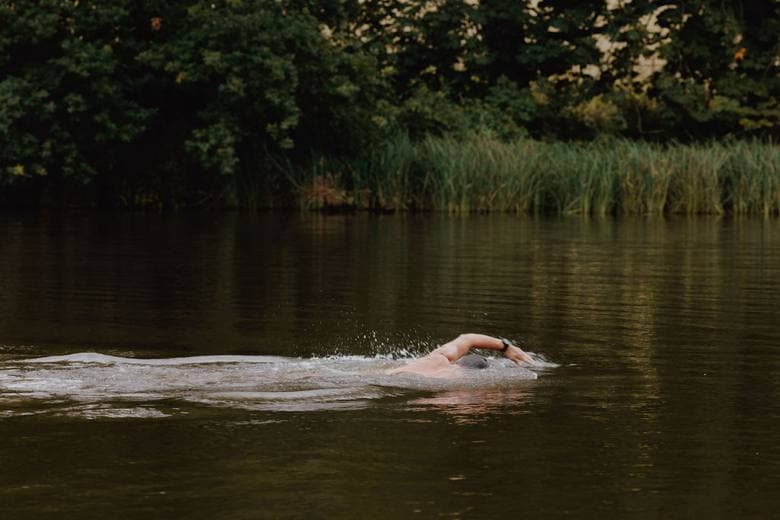 A swim in the lake at 42 Acres