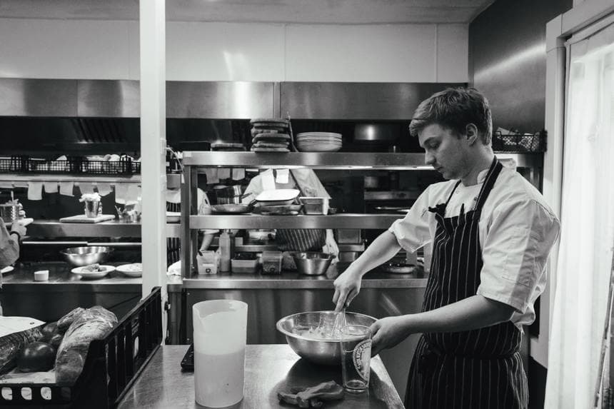 A chef at work in the kitchen