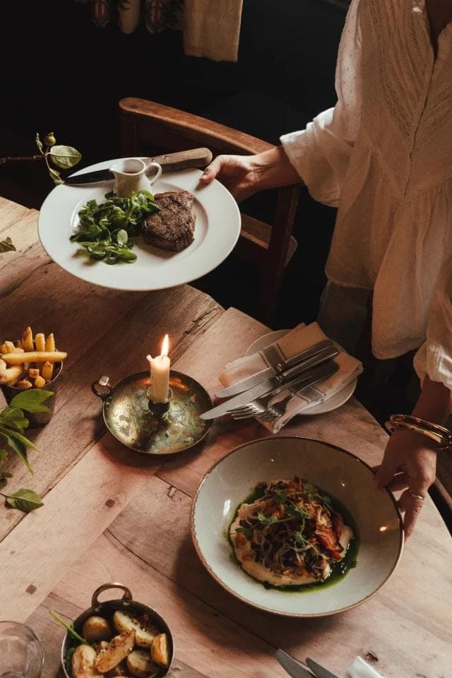 Lunch being brought to a table
